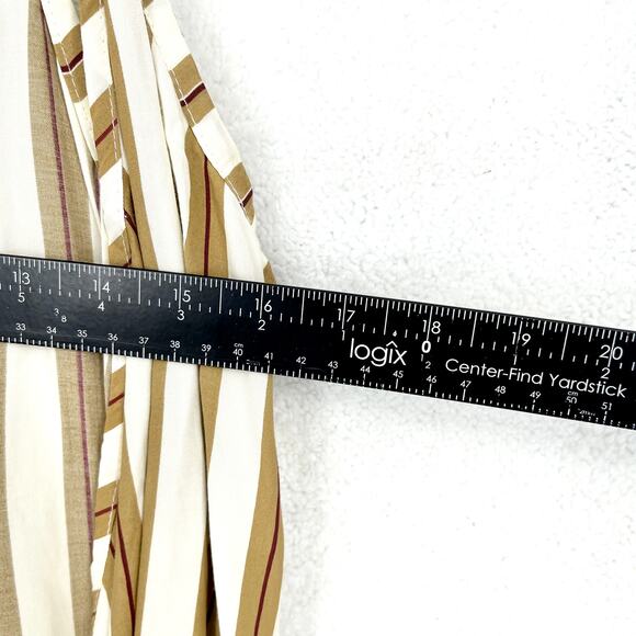Faithfull Women's Kara Tan and White Striped Tank Mini Wrap Summer Dress Size 6 - Picture 5 of 6